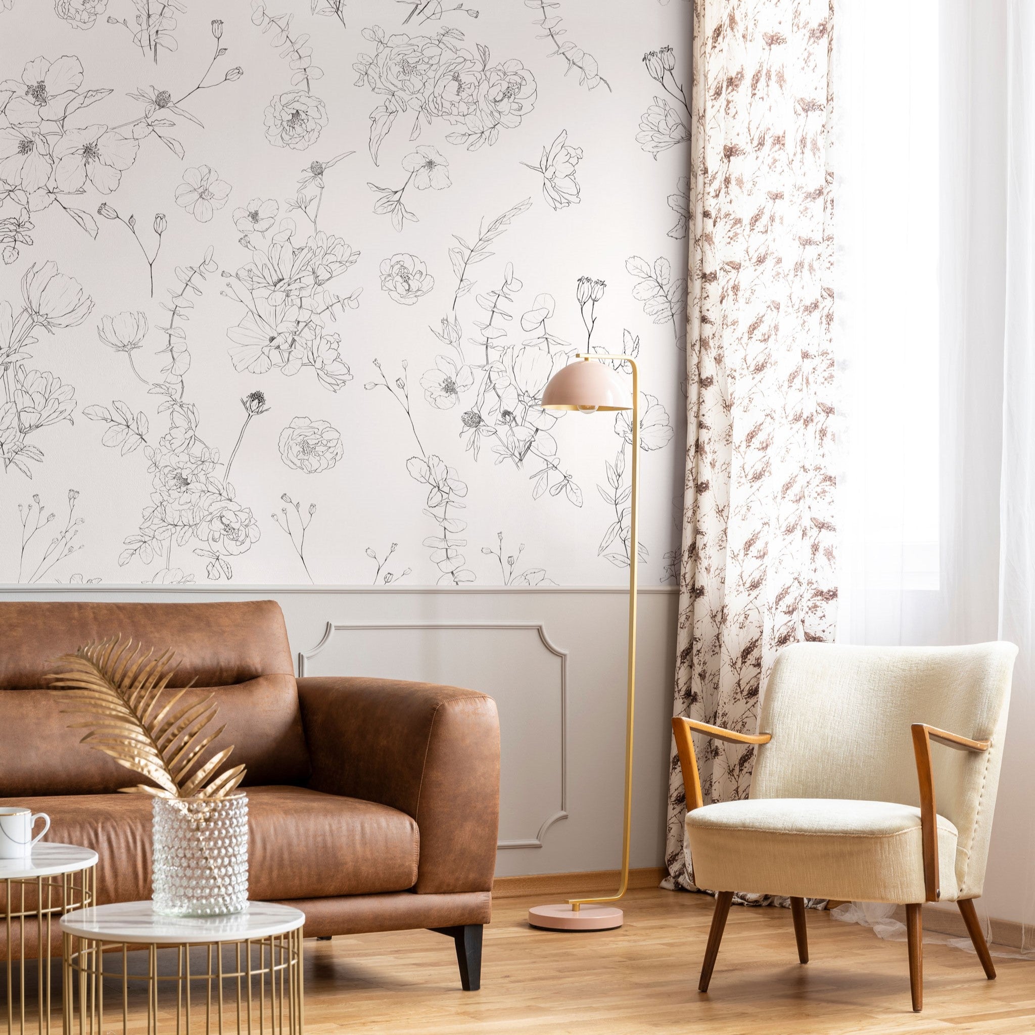Sophisticated wallpaper installation in a refined residential space
